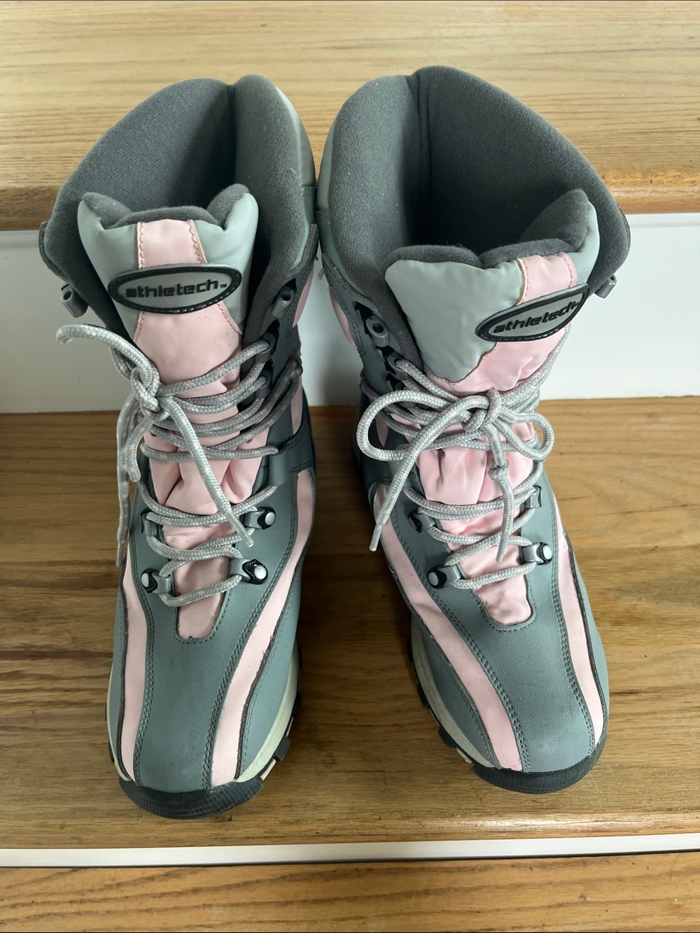 Athletech Pink and Gray Women's Lace-Up Winter Boots